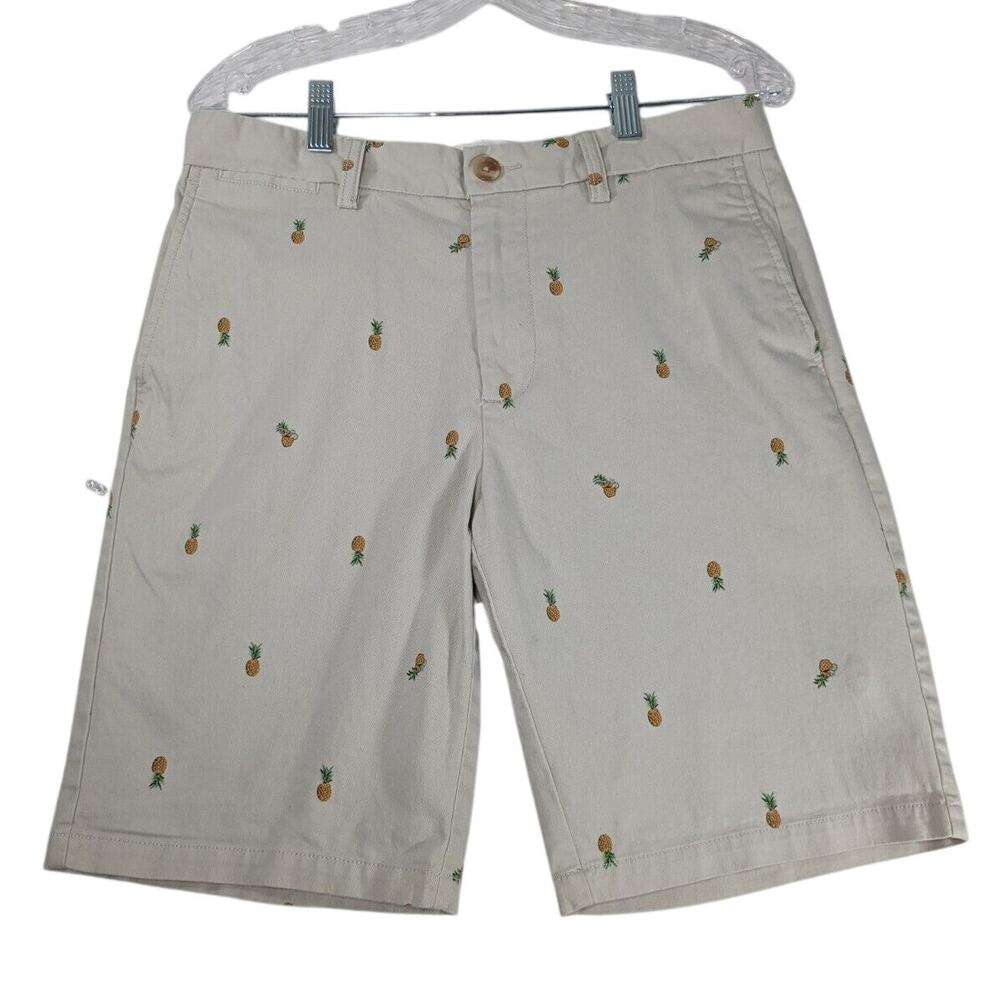 Old Navy Pineapple Print Mens‎ 31 Ultimate Slim Built-In-Flex Chino Shorts Tan